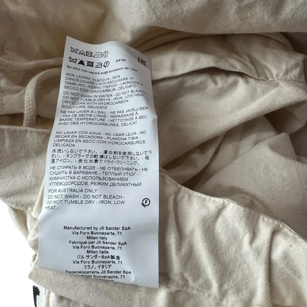 Jil Sander Cargo Pants 100% Cotton Women's IT 40 US 8 Cream Travel Quiet Luxury